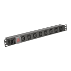 FANTON - Barra senza cavo, spina C14 ad incasso, 8 prese C13, con interruttore, colore nero 23209