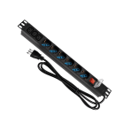 FANTON - Barra 1,8m 3G1,5 spina S17, 6 prese P40 + 3 C13, con interruttore, colore nero