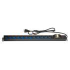 FANTON - Barra verticale 1,8m 3G1,5 spina S17, 12 prese P40, con interruttore magnetotermico, colore nero