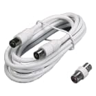 FANTON - Prolunga lineare 5m TV, spina e presa 9,5mm con adattatore, colore bianco