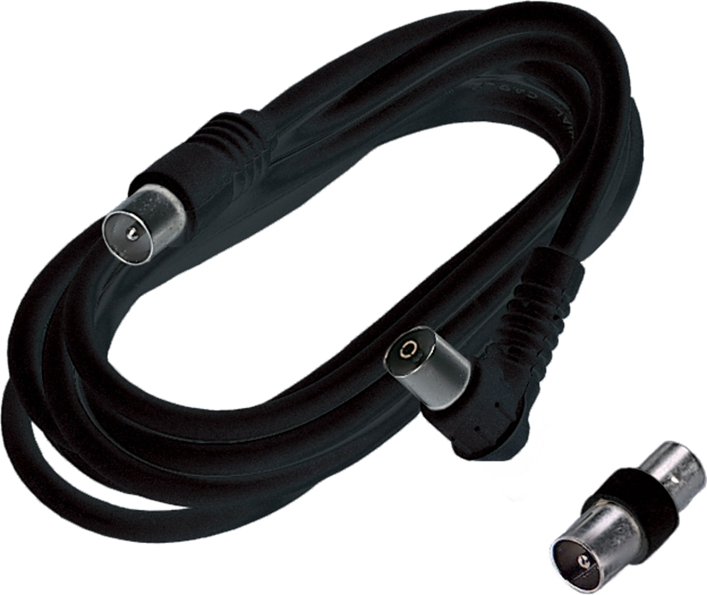 FANTON - Prolunga lineare 2m TV, spina diritta e presa a squadra 9,5mm, colore nero 31061