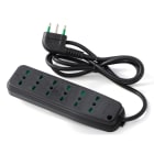 FANTON - Multipresa OMEGA 1,5m 3G1 spina S17, 6 prese P17/11, colore nero