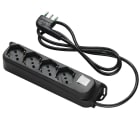 FANTON - Multipresa OMEGA 1,5m 3G1 spina S17, 4 prese P40, con interruttore, colore nero 40421