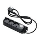 FANTON - Multipresa OMEGA 1,5m 3G1 spina S17, 3 prese P40, con interruttore, colore nero