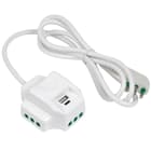 FANTON - Multipresa 1,5m 3G0,75 spina S11, 3 prese P11 + 2 USB-A+C, colore bianco