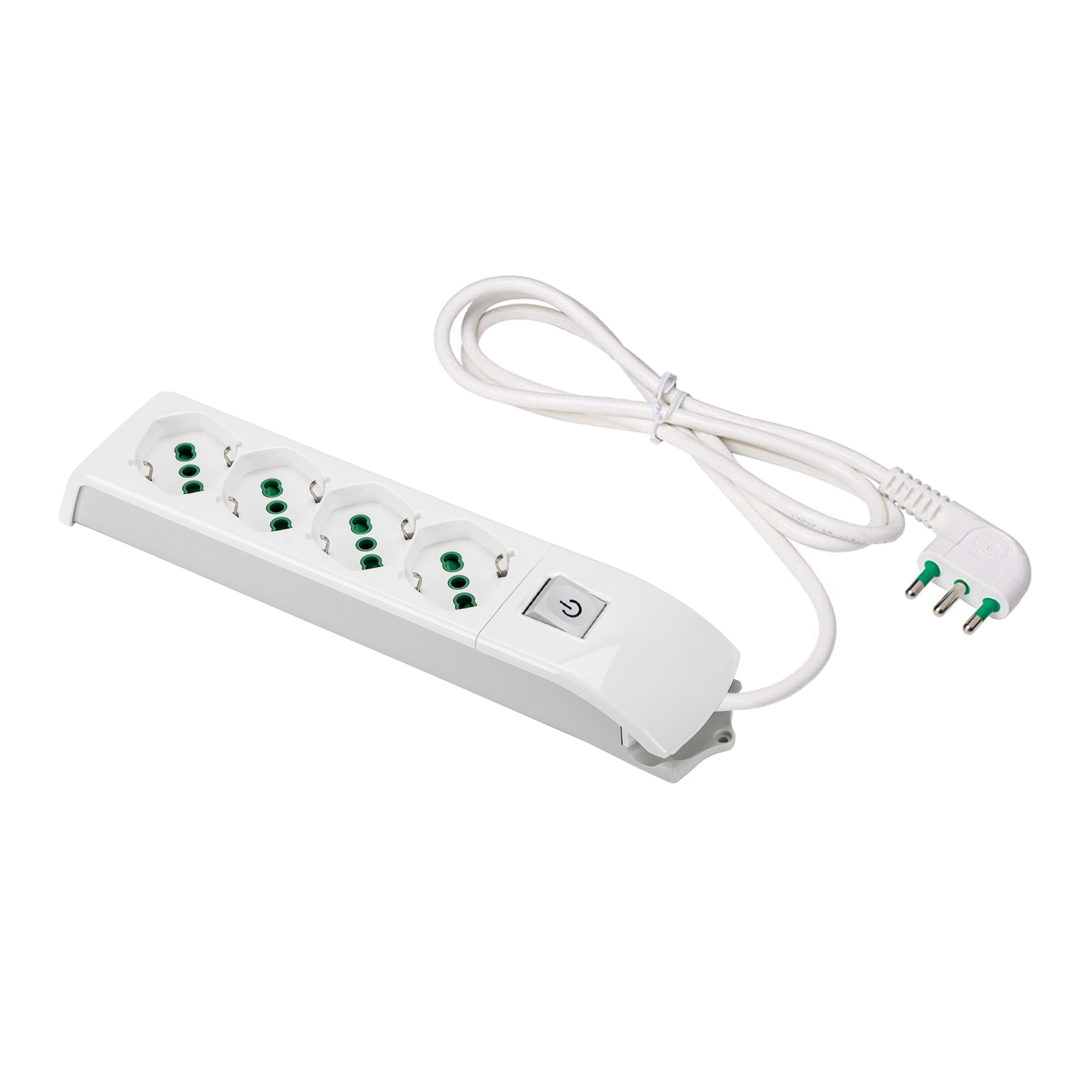 FANTON - Multipresa FIDO 1,5m 3G1 spina S17, 4 prese P40, con interruttore, colore bianco 410100