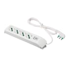 FANTON - Multipresa FIDO 1,5m 3G1 spina S17, 4 prese P40, con interruttore, colore bianco 410100