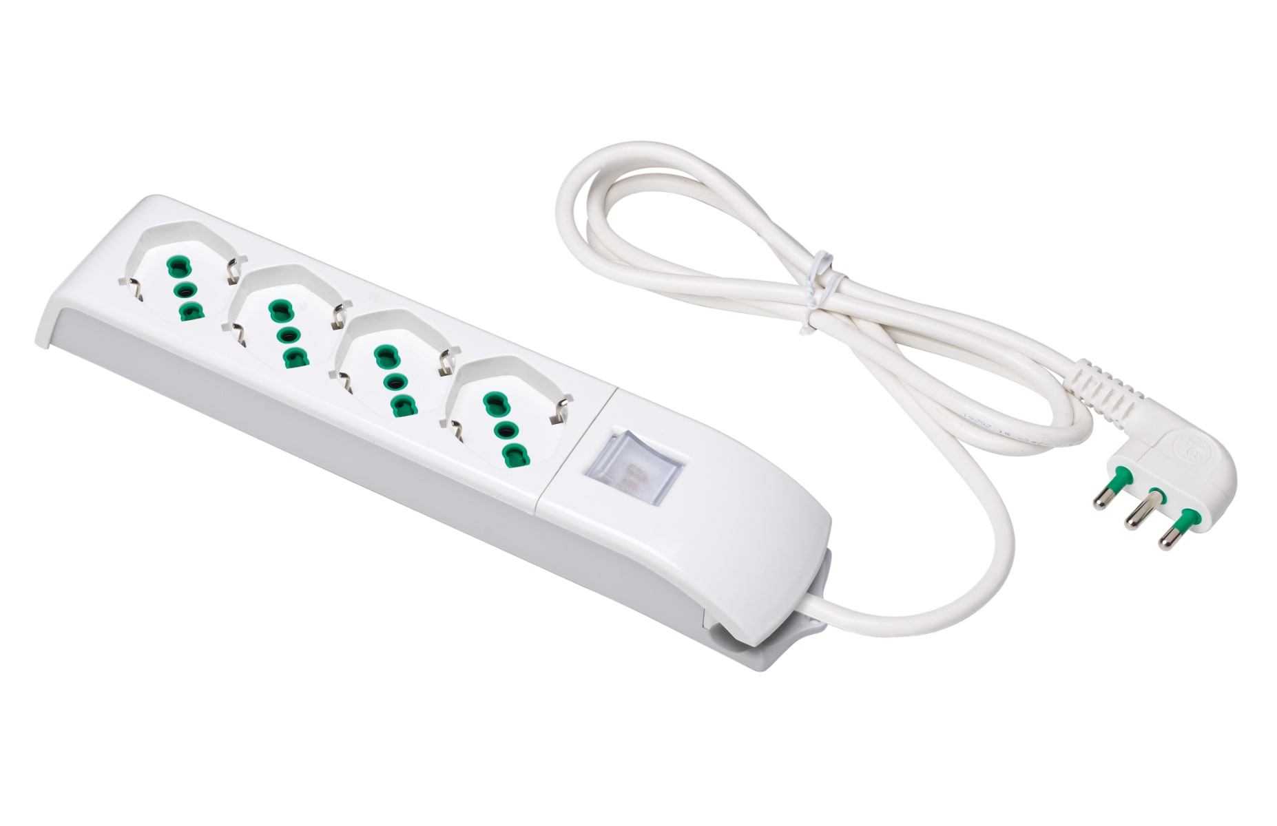 FANTON - Multipresa FIDO 3m 3G1 spina S17, 4 prese P40, con interruttore, colore bianco 4101003