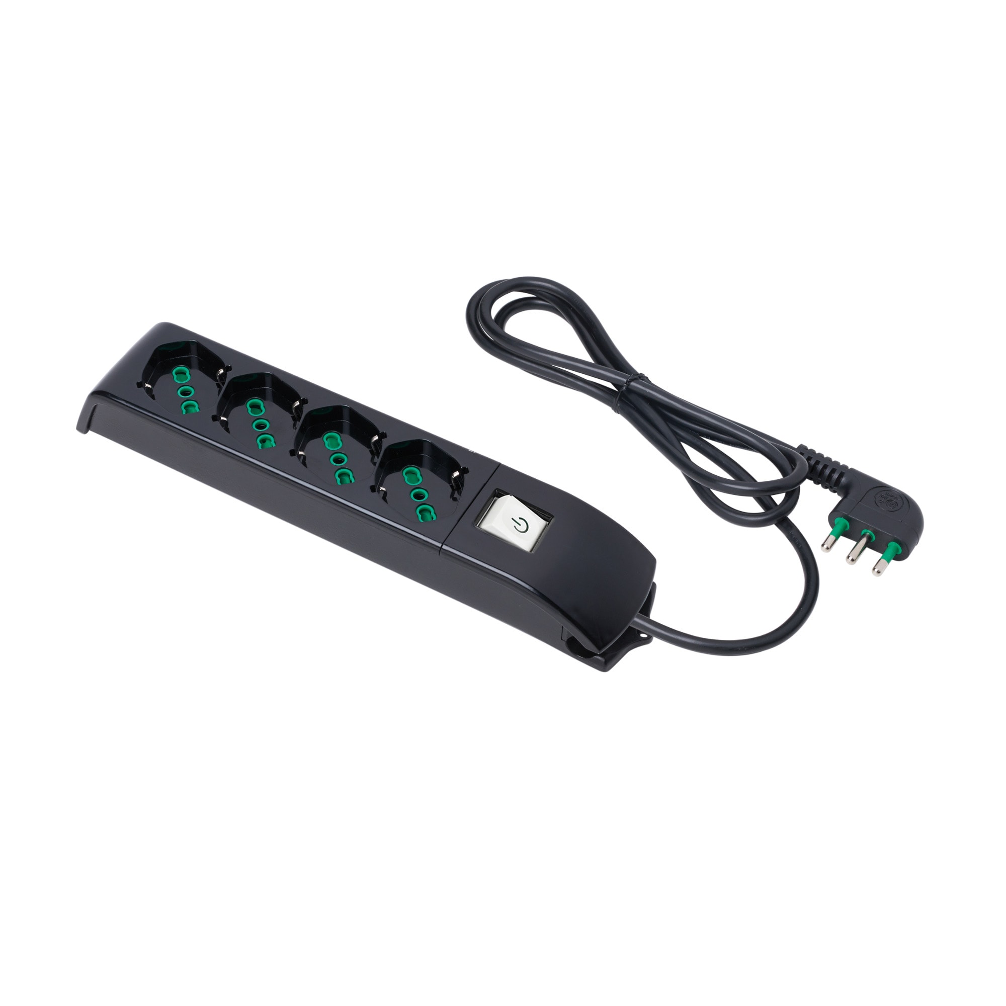 FANTON - Multipresa FIDO 1,5m 3G1 spina S17, 4 prese P40, con interruttore, colore nero 410101