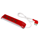FANTON - Multipresa FIDO 1,5m 3G1 spina S17, 4 prese P40, colore rosso