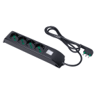 FANTON - Multipresa FIDO 1,5m 3G1 spina S17, 4 prese P40, con interruttore e protezione da sovratensioni, colore nero 410141