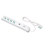 FANTON - Multipresa FIDO 1,5m 3G1 spina S17, 4 prese P40 + 2 USB-A+C, con interruttore, colore bianco