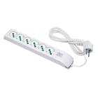 FANTON - Multipresa FIDO 1,5m 3G1 spina S31, 6 prese P40, con interruttore, colore bianco