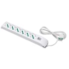 FANTON - Multipresa FIDO 1,5m 3G0,75 spina S11, 6 prese P40, con interruttore di sovraccarico, colore bianco