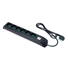 FANTON - Multipresa FIDO 1,5m 3G1 spina S17, 6 prese P40, con interruttore e protezione da sovratensioni, colore nero