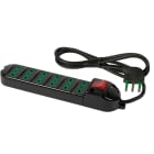 FANTON - Multipresa BIPASSO 1,5m 3G1 spina S17, 6 prese P17/11, con interruttore, colore nero 41045