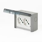 FANTON - Multipresa OPERA/PLA 2 prese P40, cablata con scatola 3 moduli, IP55, colore grigio