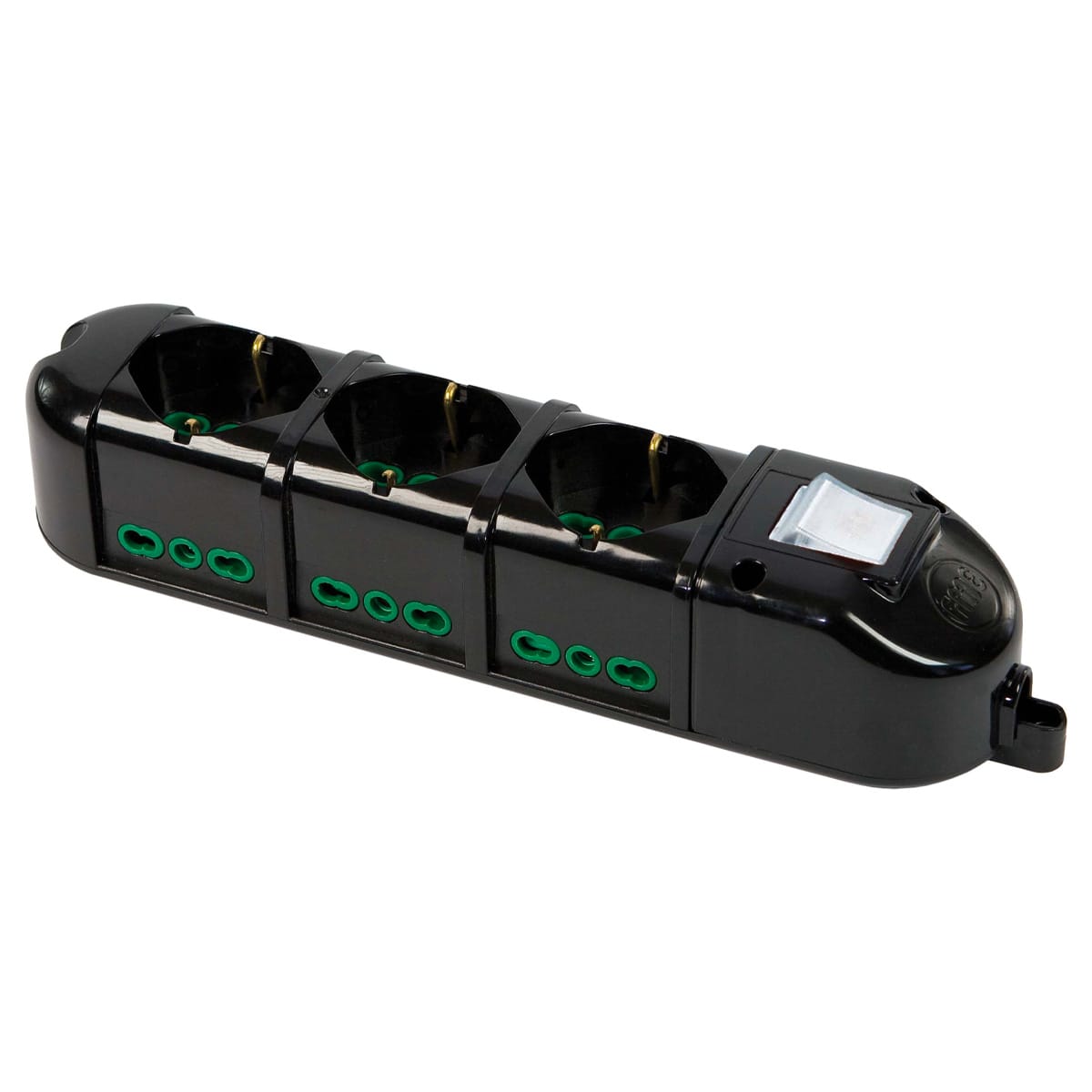 FANTON - Multipresa TRIAX senza cavo, 3 prese P40 + 6 P17/11, con interruttore, colore nero 42127