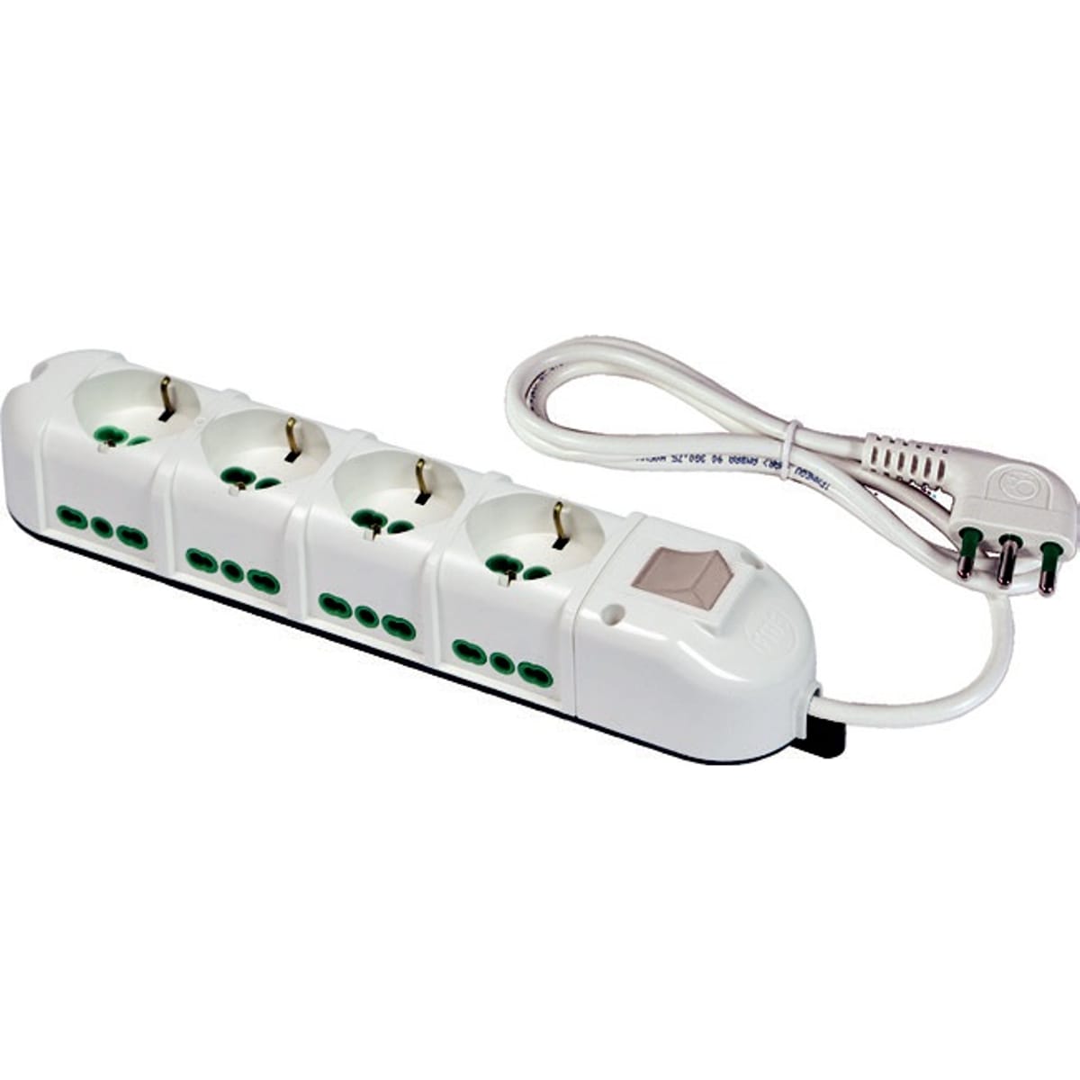FANTON - Multipresa TRIAX 1,5m 3G1 spina S17, 4 prese P40 + 8 P17/11, con interruttore, colore bianco 42132