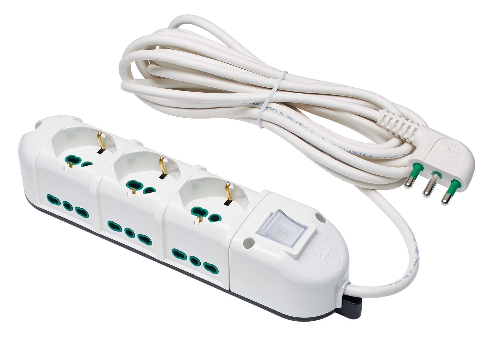 FANTON - Multipresa TRIAX 5m 3G1 spina S17, 3 prese P40 + 6 P17/11, con interruttore, colore bianco 42140