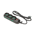 FANTON - Box + multipresa TRIAX 1,5m 3G0,75 spina S11, 3 prese P40 + 6 P17/11, con interruttore di sovraccarico, colore nero