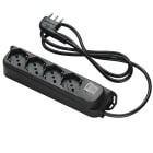 FANTON - Multipresa OMEGA 1,5m 3G0,75 spina S11, 4 prese P40, con interruttore di sovraccarico, colore nero