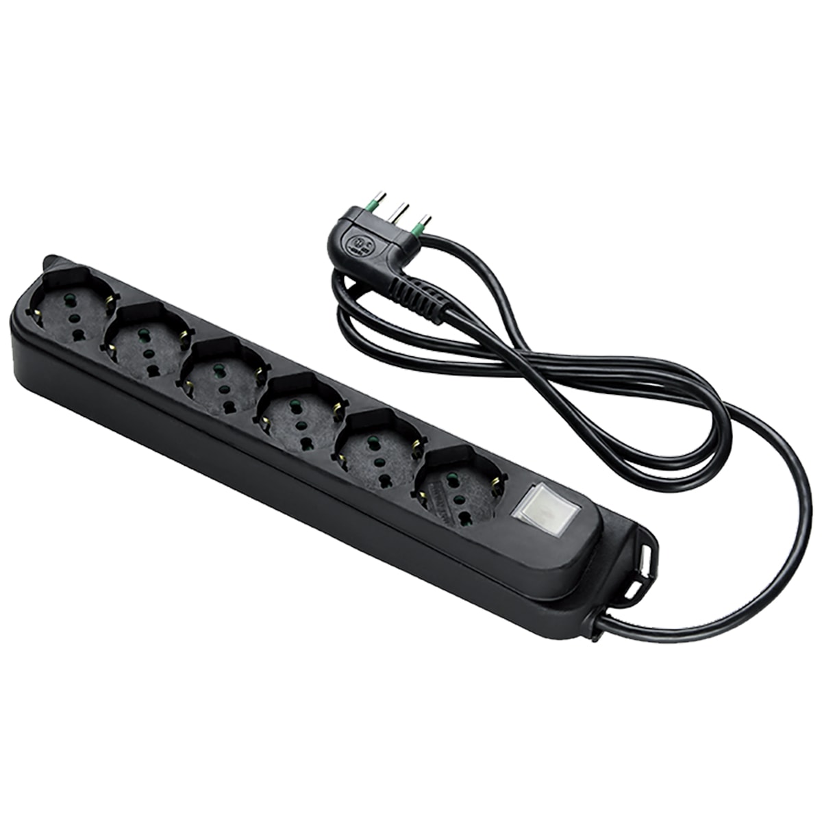 FANTON - Multipresa OMEGA 1,5m 3G1 spina S17, 6 prese P40, con interruttore, colore nero 47431