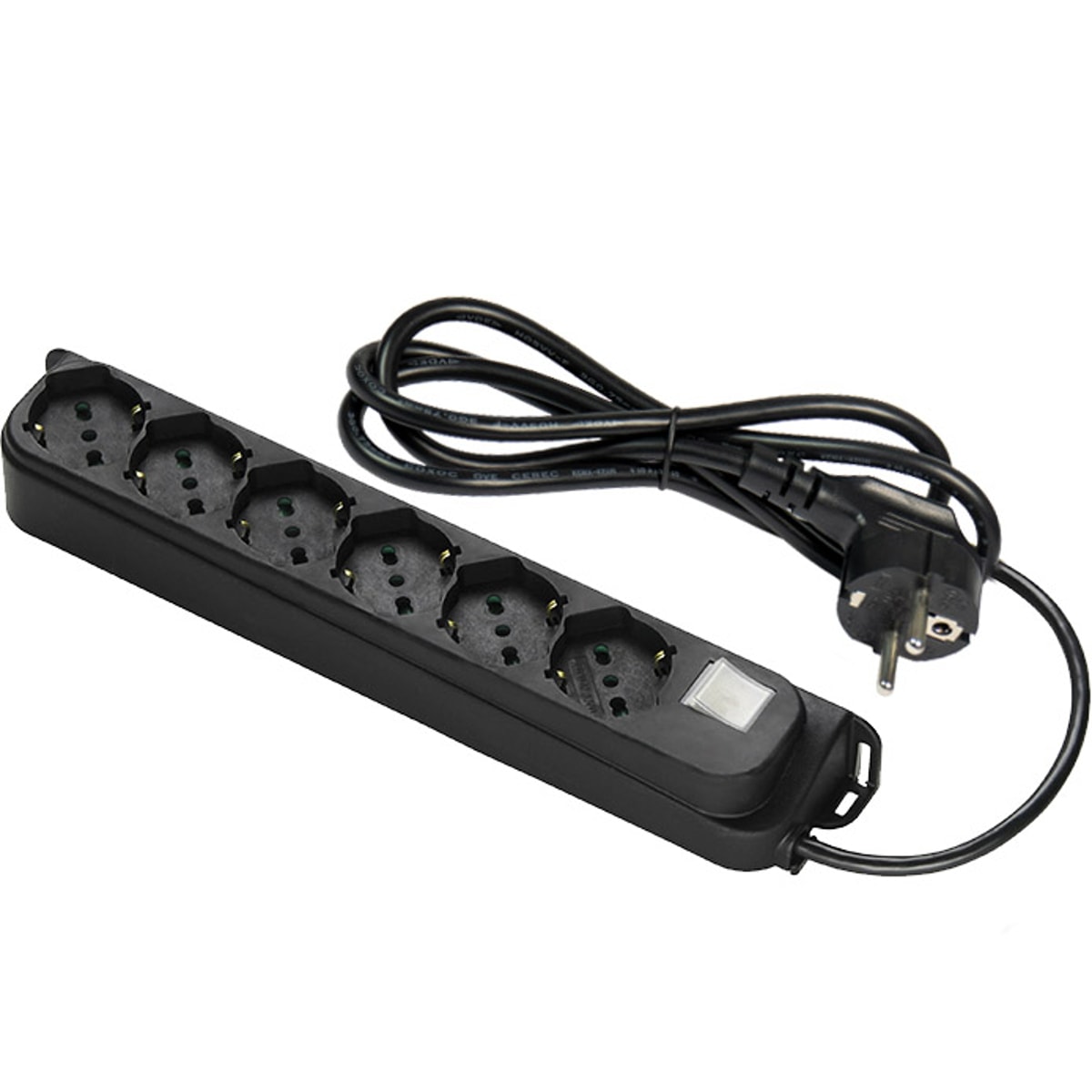 FANTON - Multipresa OMEGA 1,5m 3G1 spina S31, 6 prese P40, con interruttore, colore nero 474311