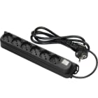 FANTON - Multipresa OMEGA 1,5m 3G1 spina S31, 6 prese P40, con interruttore, colore nero