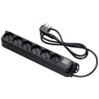 FANTON - Multipresa OMEGA 1,5m 3G0,75 spina S11, 6 prese P40, con interruttore di sovraccarico, colore nero