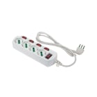 FANTON - Multipresa OMEGA 1,5m 3G0,75 spina S11, 4 prese P40, con 4 interruttori prese e generale di sovraccarico, colore bianco
