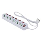 FANTON - Multipresa OMEGA 1,2m 3G1 spina S17, 6 prese P40, con 6 interruttori prese e interruttore generale, colore bianco 47438