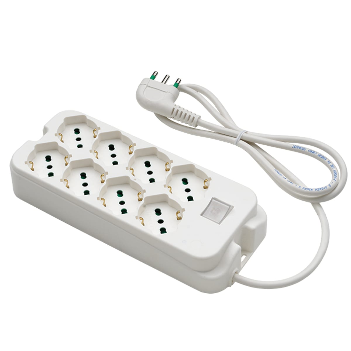 FANTON - Multipresa OMEGA 1,5m 3G1 spina S17, 4+4 prese P40, con interruttore, colore bianco 47440