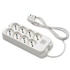 FANTON - Multipresa OMEGA 1,5m 3G1 spina S17, 4+4 prese P40, con interruttore, colore bianco