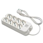 FANTON - Multipresa OMEGA 1,5m 3G1 spina S17, 4+4 prese P40, con interruttore, colore bianco