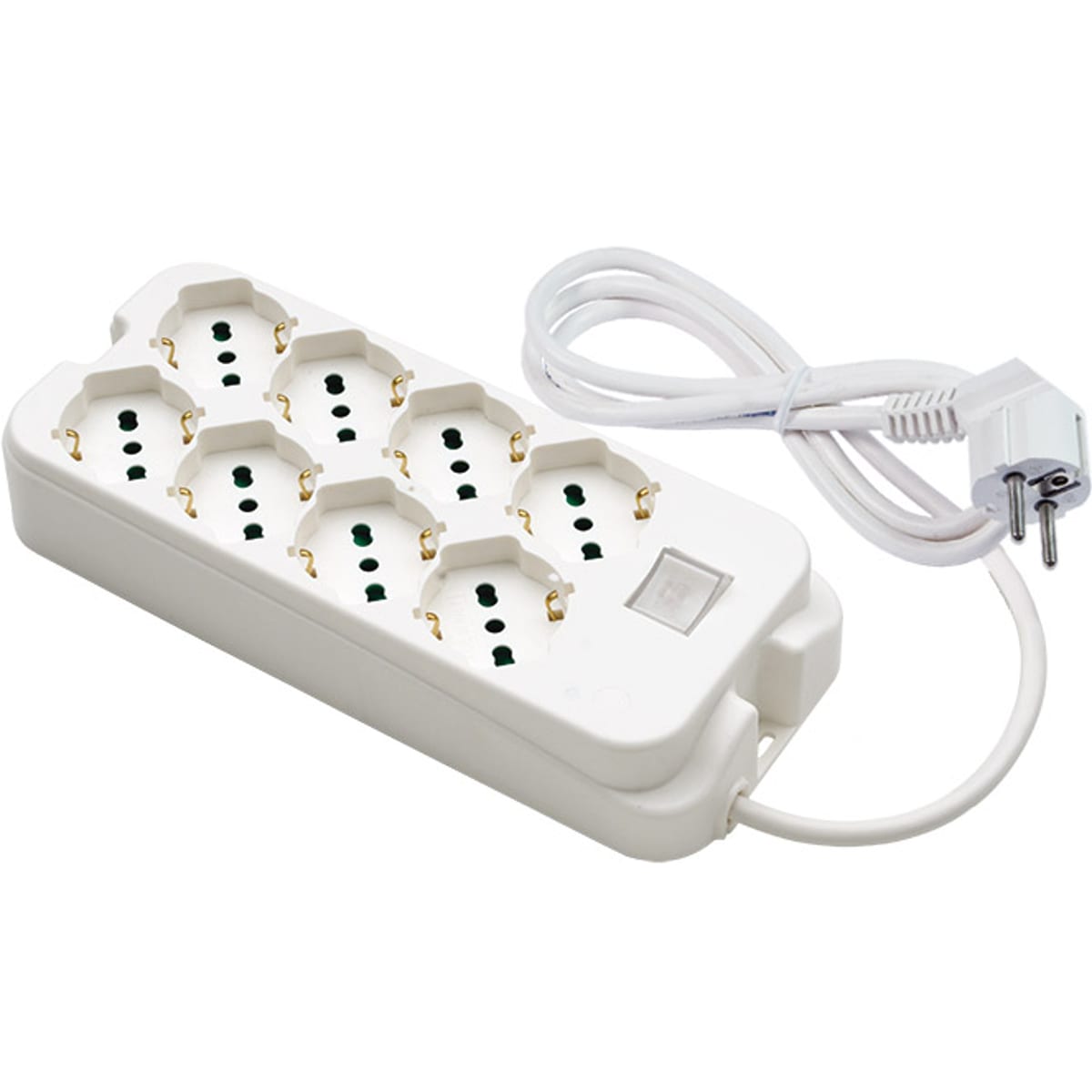 FANTON - Multipresa OMEGA 1,5m 3G1 spina S31, 4+4 prese P40, con interruttore, colore bianco 474401