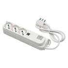 FANTON - Multipresa OMEGA 1,5m 3G1 spina S17, 3 prese P40 + 2 USB-A+C, con interruttore, colore bianco