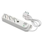 FANTON - Multipresa OMEGA ECO RELIFE 1,5m 3G1 spina S17, 3 prese P40 + 2 USB-A+C, con interruttore, colore bianco