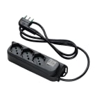 FANTON - Multipresa OMEGA 1,5m 3G0,75 spina S11, 3 prese P40, con interruttore di sovraccarico, colore nero