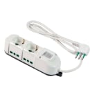 FANTON - Multipresa TRIAX 1,5m 3G0,75 spina S11, 2 prese P40 + 4 P17/11, con interruttore di sovraccarico, colore bianco