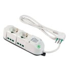 FANTON - Multipresa TRIAX ECO RELIFE 1,5m 3G0,75 spina S11, 2 prese P40 + 4 P17/11, con interruttore di sovraccarico, colore bianco