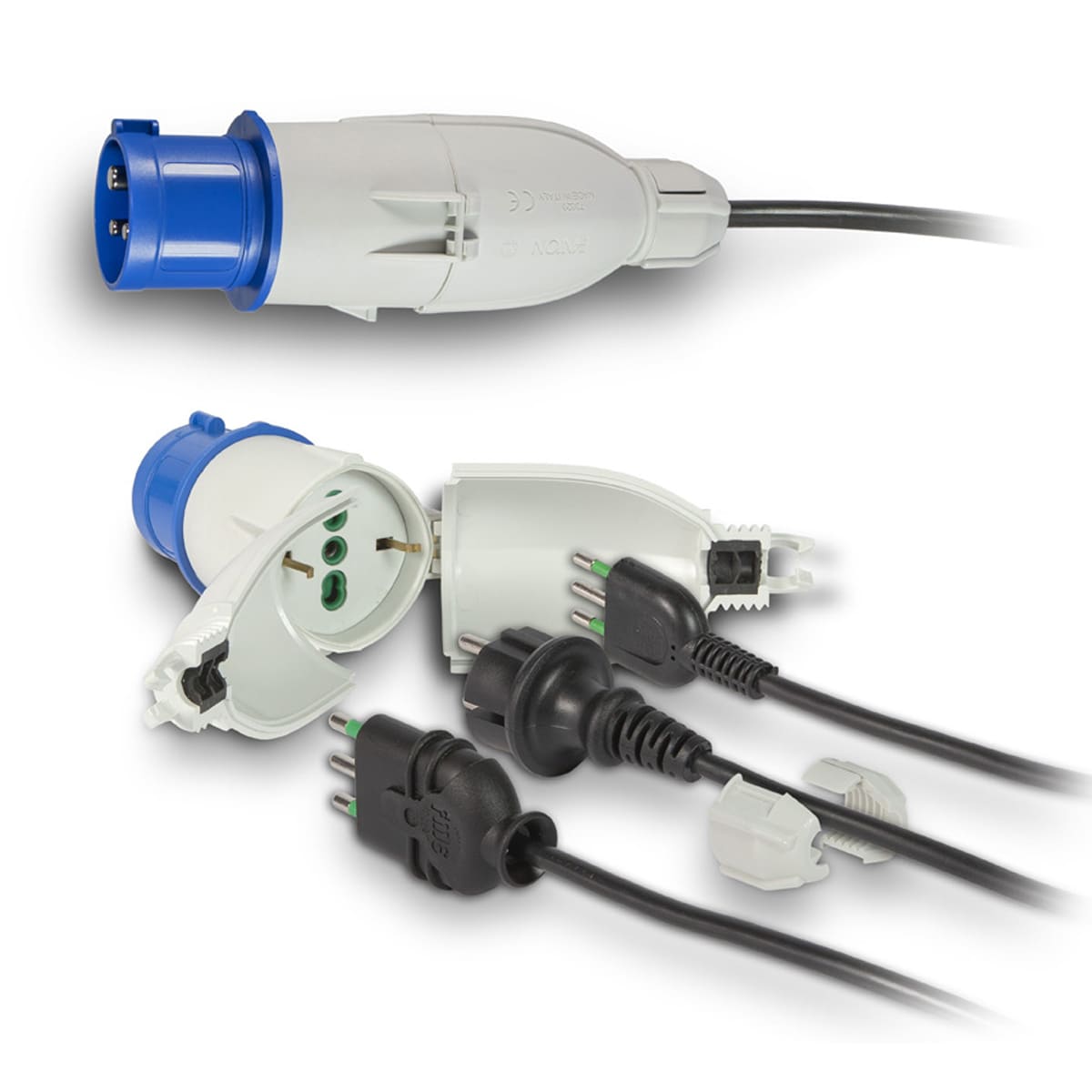 FANTON - Adattatore OPTIMUS da spina CEE 2P+T 16A 230V a 1 presa P40 IP44, colore grigio 73020