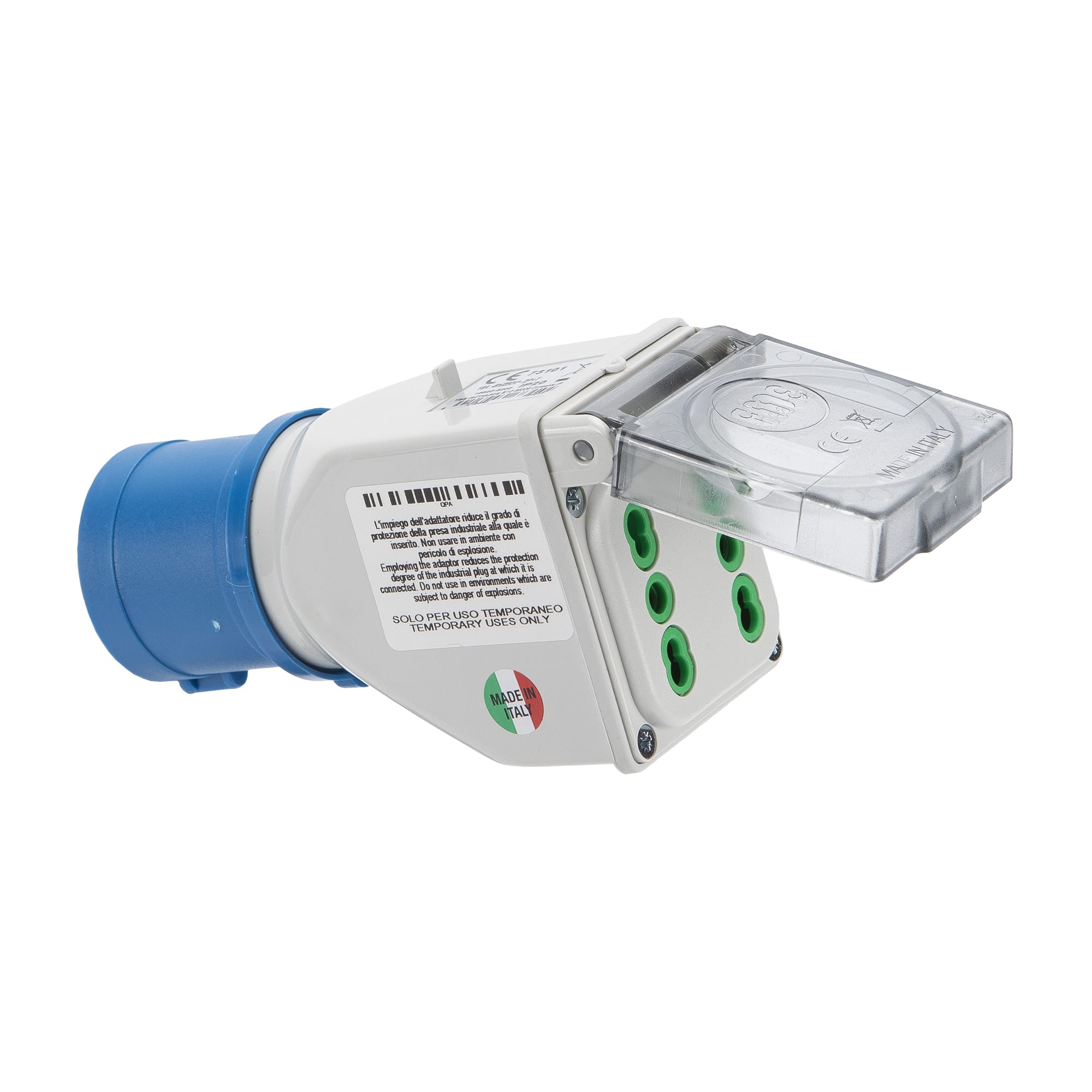 FANTON - Adattatore da spina CEE 2P+T 16A 230V a 2 prese P17/11 IP44 73101