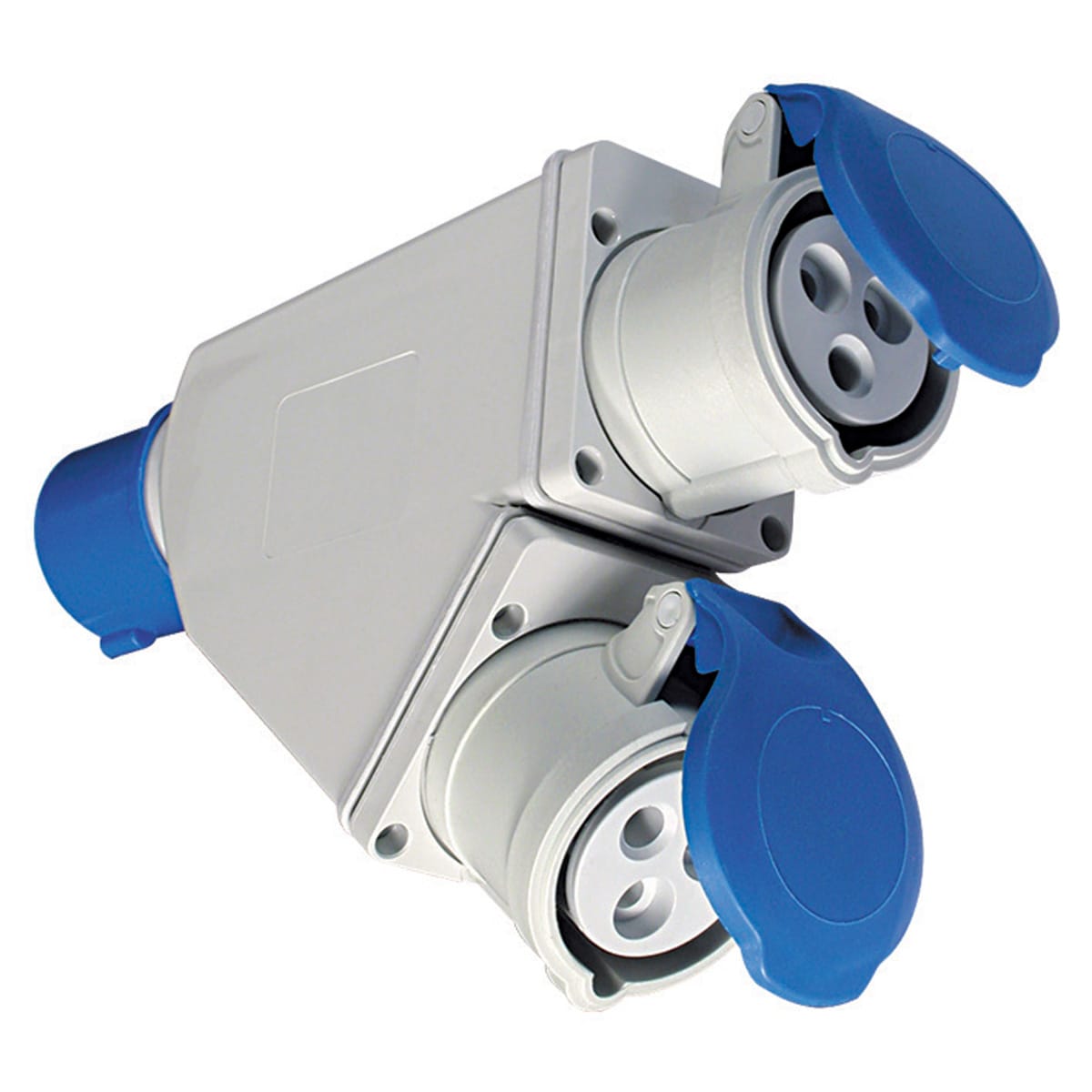 FANTON - Adattatore da spina CEE 2P+T 16A 230V a 2 prese CEE 2P+T 16A 230V IP44