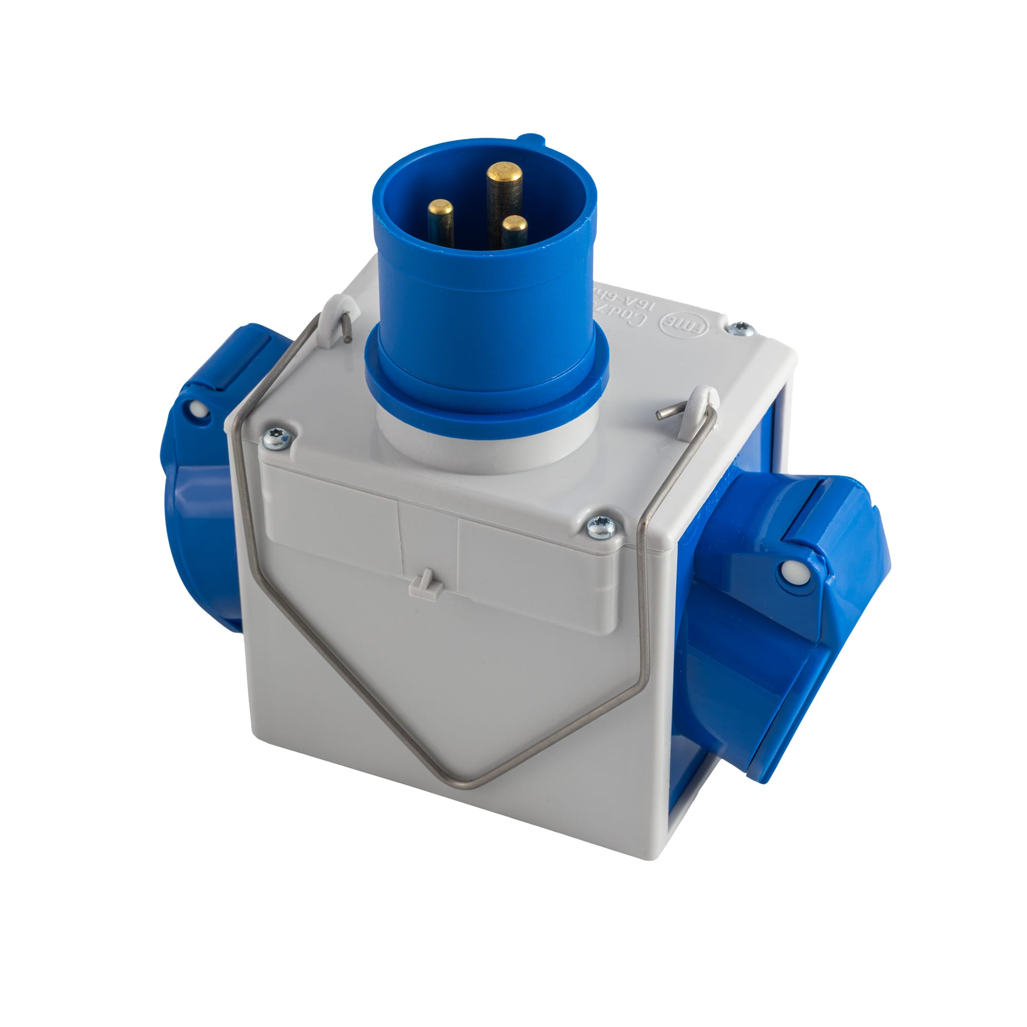 FANTON - Adattatore da spina CEE 2P+T 16A 230V a 2 prese CEE 2P+T 16A 230V IP44 laterali 73110