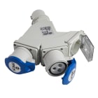FANTON - Adattatore da spina CEE 2P+T 16A 230V a 2 prese CEE 2P+T 16A 230V + 1 P40 IP44