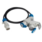 FANTON - Adattatore da spina CEE 2P+T 16A 230V a 2 prese CEE 2P+T 16A 230V + 1 P40, cavo 2m 3G2,5 H07RN-F, IP44