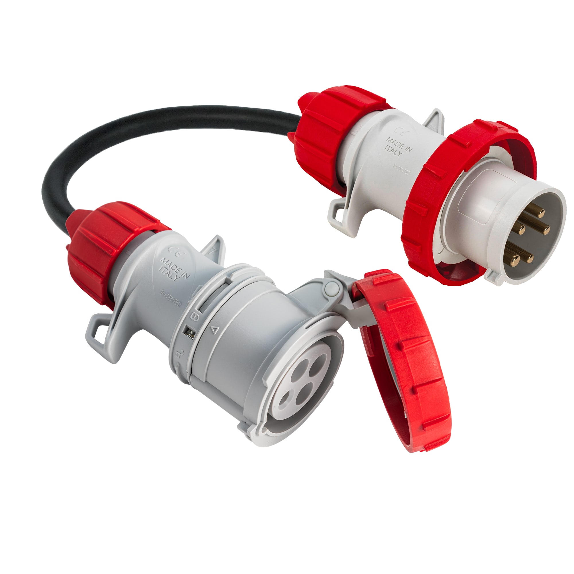 FANTON - Adattatore da spina CEE 3P+N+T 16A 400V a 1 presa CEE 3P+T 16A 400V IP67