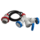 FANTON - Adattatore da spina CEE 3P+N+T 16A 400V a 3 prese CEE 2P+T 16A 230V, cavo 2m 5G2,5 H07RN-F, IP67