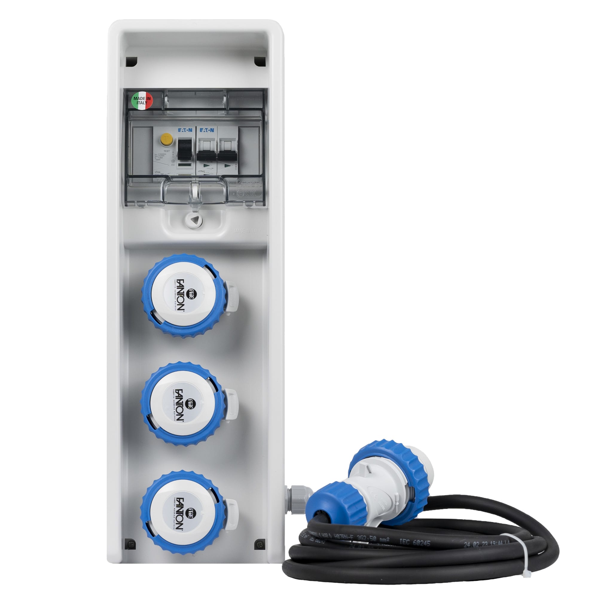 FANTON - Quadro ULISSE 150 ASC IP65 - 3 prese CEE, 2 protezioni, con cavo 1,5m, 3kW